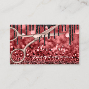 Hair Stylist Hairdresser Ro GlitterScissors Drift Visitkort
