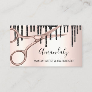 Hair Stylist Hairdresser Ro Guld Scissors QRCode Visitkort