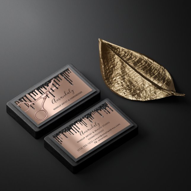 Hair Stylist Hairdresser Ro Guld Sissors Drives Visitkort (Skapare uppladdad)