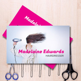 Hair Stylist Hairdresser Rosa Snyggt Modern Visitkort