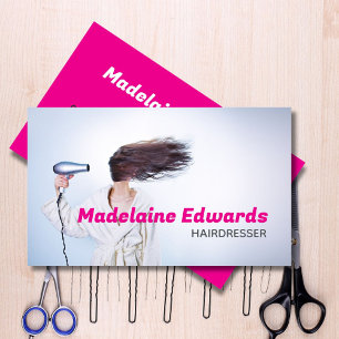 Hair Stylist Hairdresser Rosa Snyggt Modern Visitkort