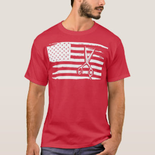 Hair Stylist Hairdresser Scissor in American Flagg T Shirt