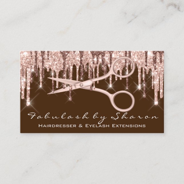 Hair Stylist Hairdresser Scissors Ro Drifts Brown Visitkort (Framsida)