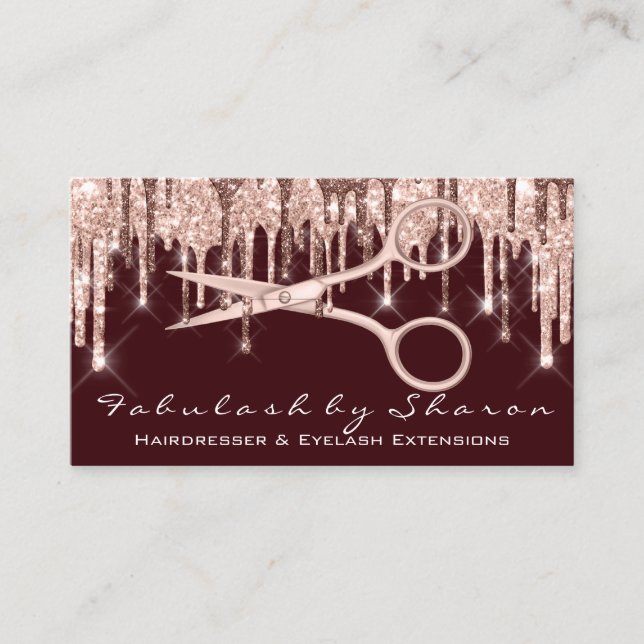 Hair Stylist Hairdresser Scissors Ro Drips VIP Visitkort (Framsida)