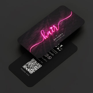 Hair Stylist Hairstylist Neon Rosa Script Visitkort