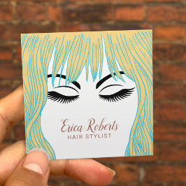 Hair Stylist Hand plockade Girl Beauty Salon Fyrkantigt Visitkort