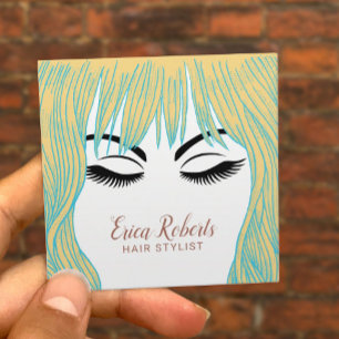 Hair Stylist Hand plockade Girl Beauty Salon Fyrkantigt Visitkort