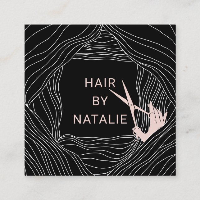 Hair Stylist Hand plockade Hairdresser Beauty Salo Fyrkantigt Visitkort (Framsida)