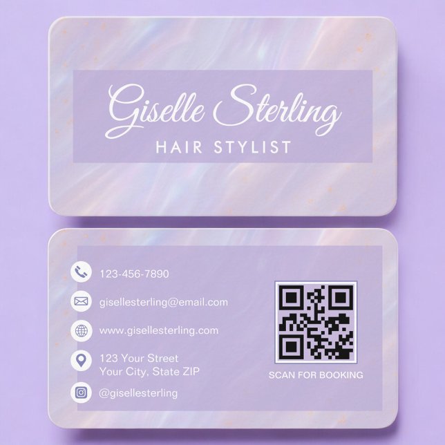 Hair Stylist Iridescent QR Code Professional Visitkort (Skapare uppladdad)