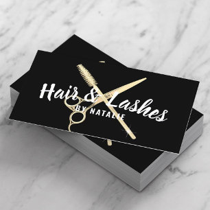 Hair Stylist Lash Beauty Salon Black & Guld Visitkort