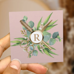 Hair Stylist Lash Salon Botanias Rosa Fyrkantigt Visitkort