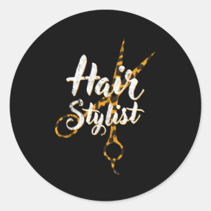 Hair Stylist Leopard Scissor Hairstylist Runt Klistermärke