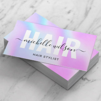 Hair Stylist Lila Holography Typography Salon Visitkort