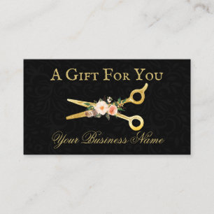 Hair Stylist Luxury Guld Damask Gift Certificate Visitkort