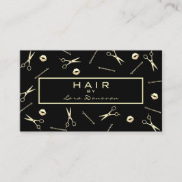 Hair Stylist Luxury Guld Sissare Mönster Visitkort
