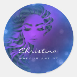 Hair Stylist Makeup Artist Blue Eyelash Lila Runt Klistermärke
