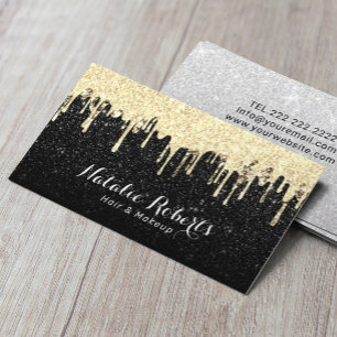 Hair Stylist Makeup Artist Guld Drives Glitter Visitkort