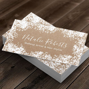 Hair Stylist Makeup Artist Rustic Blommigt Kraft Visitkort