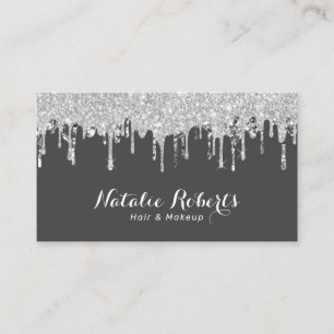 Hair Stylist & Makeup Artist Silver Glitter Drives Visitkort