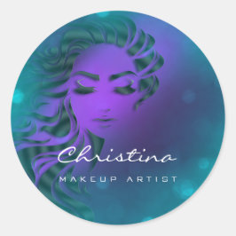 Hair Stylist Makeup Artist Teal Eyelash Lila Runt Klistermärke