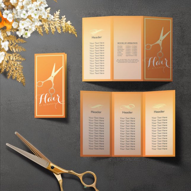 Hair stylist Makeup Salon Guld Sissors Tri-Fold (Skapare uppladdad)