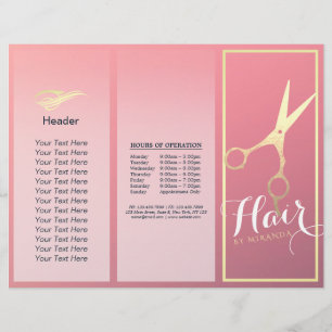 Hair stylist Makeup Salon Guld Sissors Tri-Fold