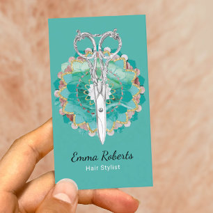 Hair Stylist Mandala Flower Scissor Turcos Visitkort