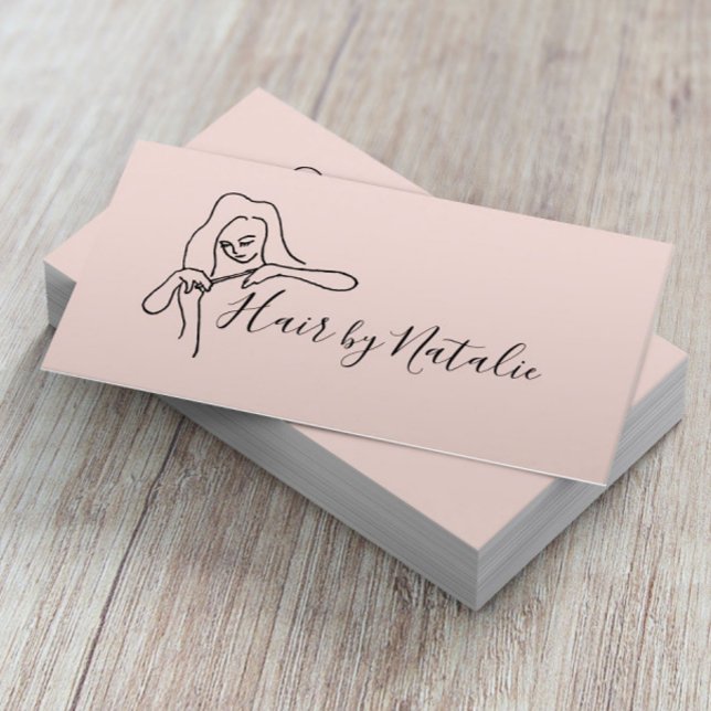Hair Stylist Minimalist  Rosa Beauty Salon Visitkort (Skapare uppladdad)