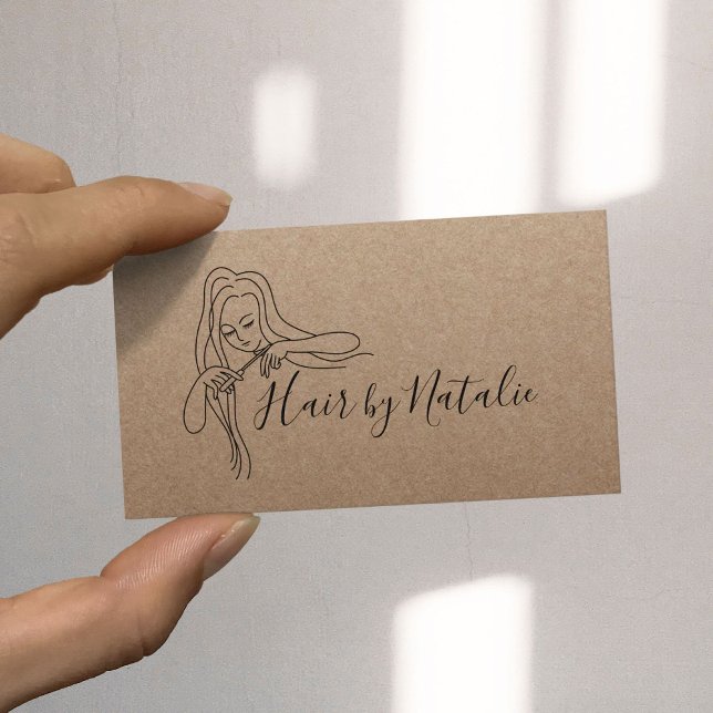 Hair Stylist Minimalist Rustic Kraft Beauty Salon Visitkort (Skapare uppladdad)