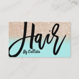 Hair Stylist Mint Guld Glitter Typography Visitkort