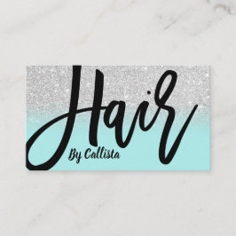 Hair Stylist Mint Silver Glitter Typography Visitkort