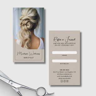 Hair Stylist Modern Anpassningsbar Photo Beige Rabattkort