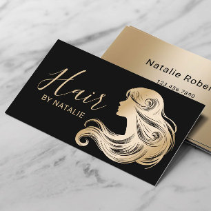 Hair Stylist Modern Black & Guld Beauty Salon Visitkort