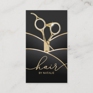 Hair Stylist Modern Black & Guld Hair Salon Visitkort