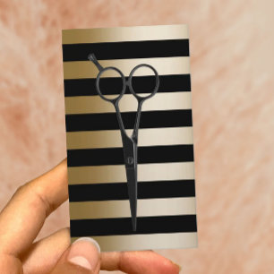 Hair Stylist Modern Black & Guld Rand Elegant Visitkort