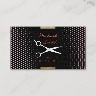 Hair Stylist Modern Cameo Rosa Polka Dot Visitkort