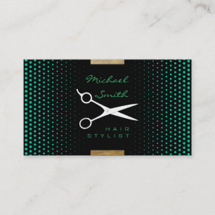 Hair Stylist Modern Caribbean Grönt Polka Dot Visitkort