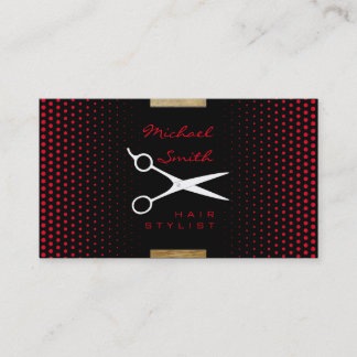 Hair Stylist Modern Carmine Red Polka Dot Visitkort