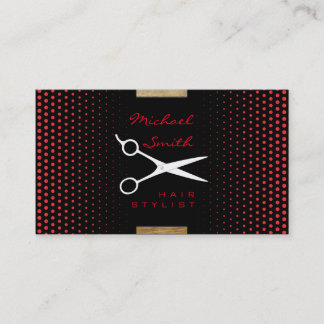 Hair Stylist Modern Deep Carmine Polka Dot Visitkort