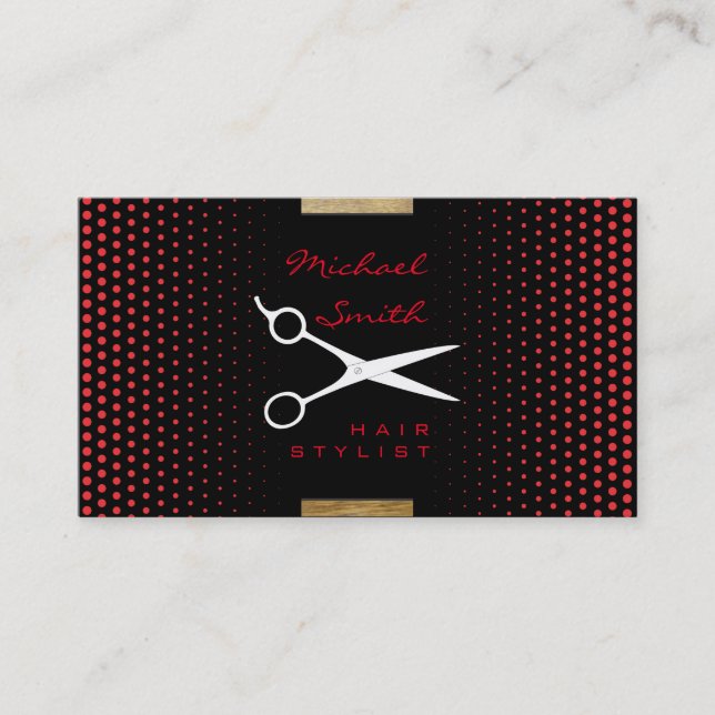 Hair Stylist Modern Deep Carmine Polka Dot Visitkort (Framsida)