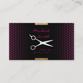 Hair Stylist Modern Deep Cerise Polka Dot Visitkort