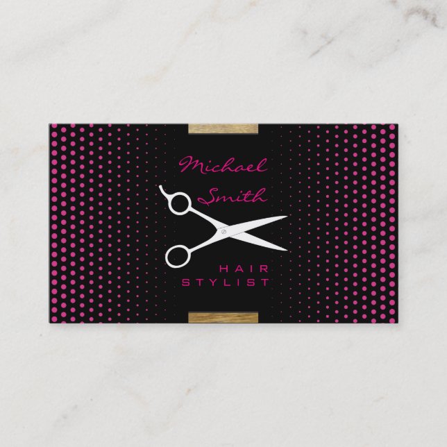 Hair Stylist Modern Deep Cerise Polka Dot Visitkort (Framsida)