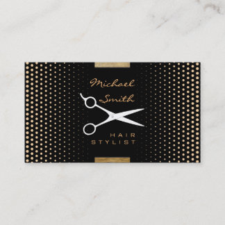 Hair Stylist Modern Deep Champagne Polka Dot Visitkort