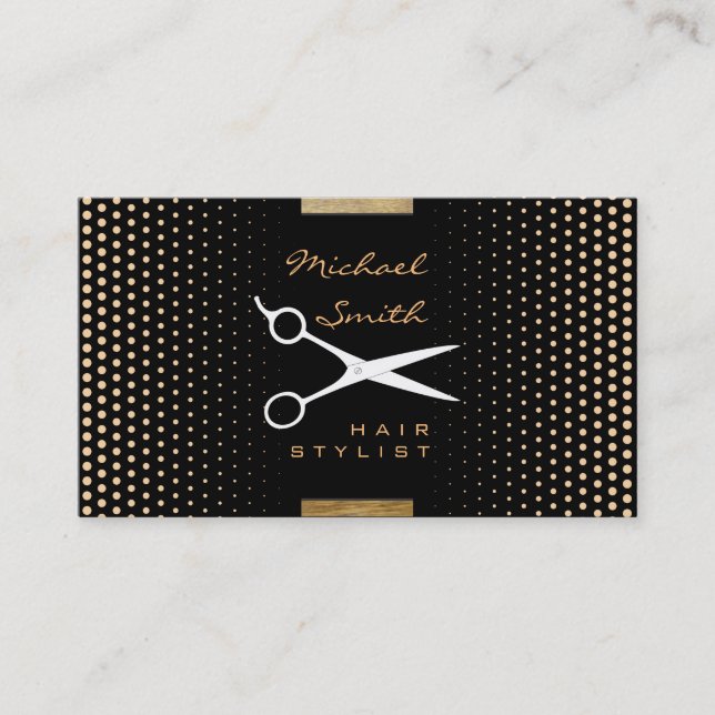 Hair Stylist Modern Deep Champagne Polka Dot Visitkort (Framsida)