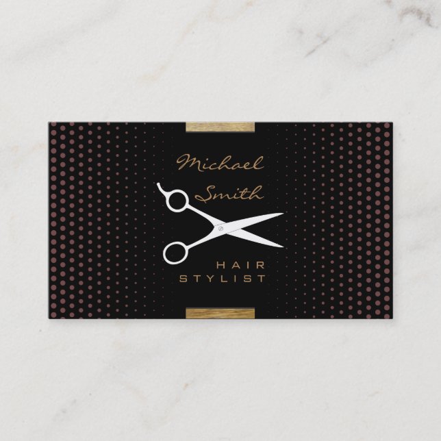 Hair Stylist Modern Deep Coffee Polka Dot Visitkort (Framsida)