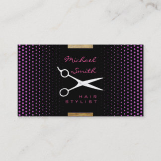 Hair Stylist Modern Deep Fuchsia Polka Dot Visitkort