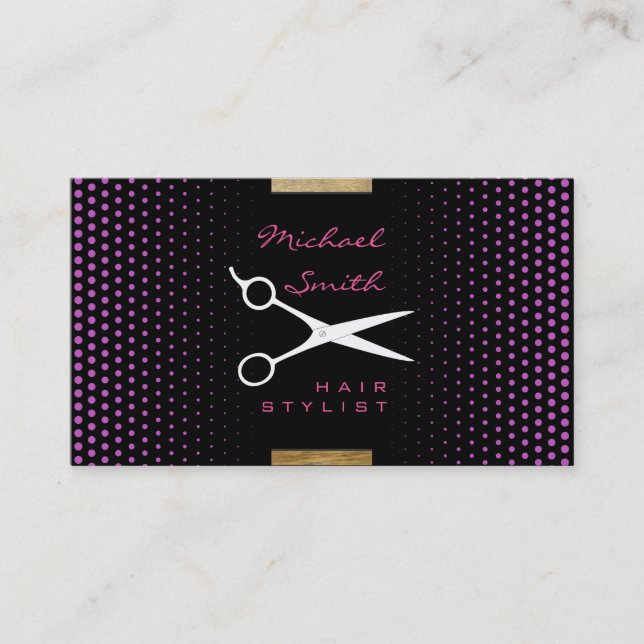 Hair Stylist Modern Deep Fuchsia Polka Dot Visitkort (Framsida)