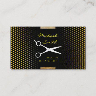 Hair Stylist Modern Deep Lemon Polka Dot Visitkort