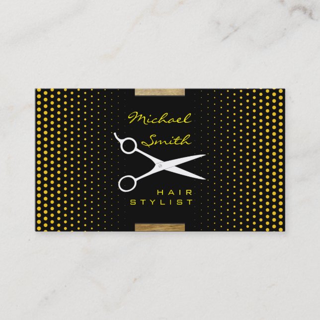 Hair Stylist Modern Deep Lemon Polka Dot Visitkort (Framsida)
