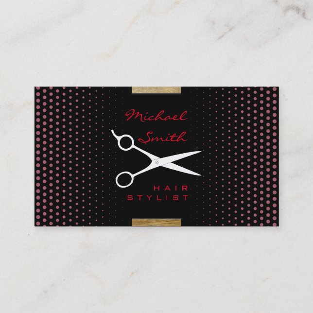 Hair Stylist Modern Deep Puce Polka Dot Visitkort (Framsida)